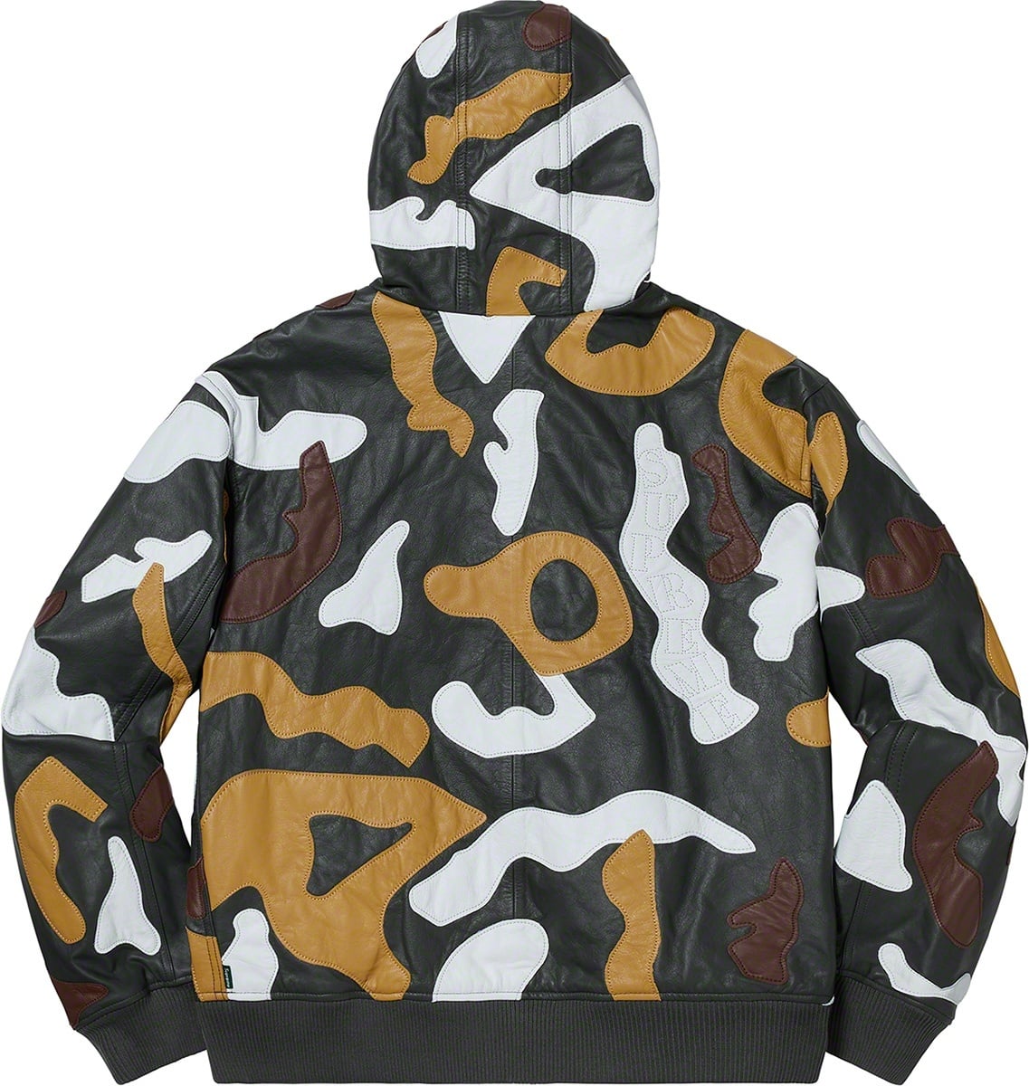 Camo Leather Hooded Jacket view 7